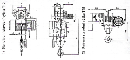 Elektrický lanový kladkostroj s el. pojezdem TYP T10 a T45