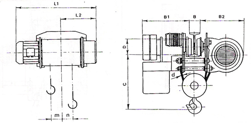 Elektrický lanový kladkostroj BALKANCAR s elektrickým pojezdem TYP T78